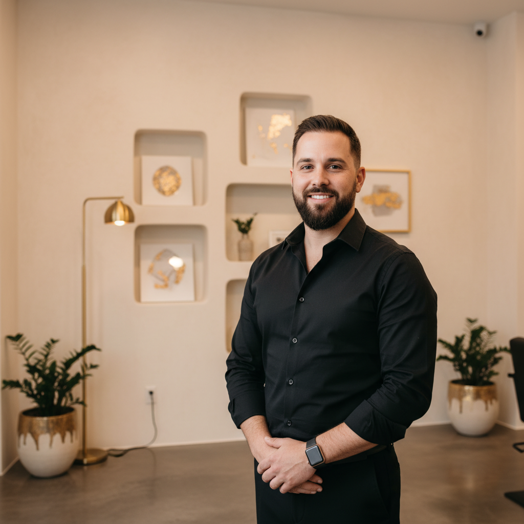 Porträt von Lukas Meyer, Color Specialist im Friseursalon Haarwerk in Hamburg